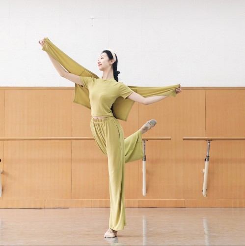 春夏现代舞练功服日常可穿短袖舞蹈服古典中国舞套装宽松形体瑜伽