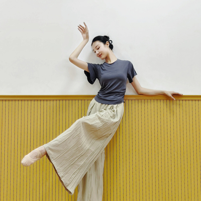 古典舞形体练功服夏季新款日常可穿上衣现代舞荷叶短袖显瘦舞蹈服