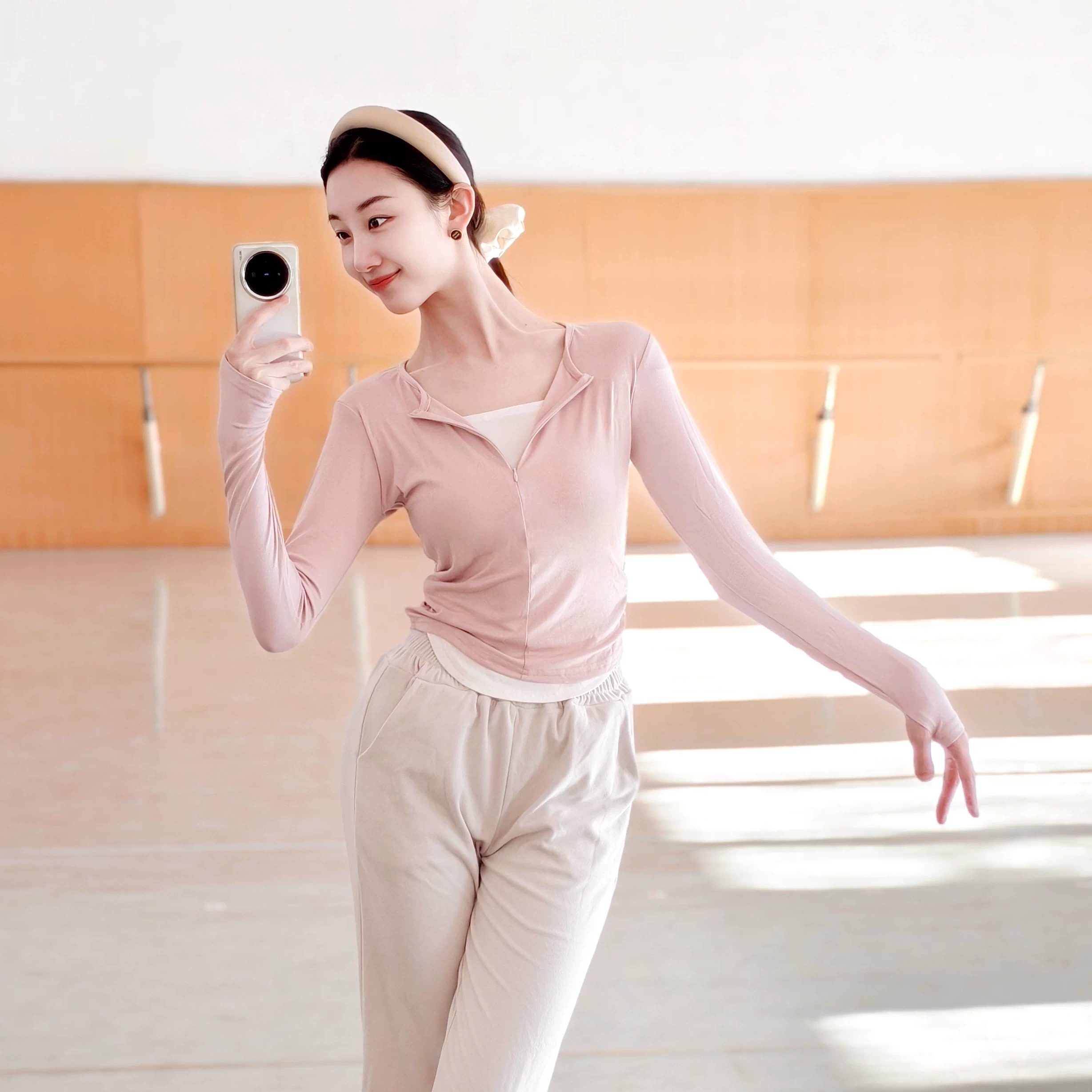 2026新款现代舞练功服假两件半拉链女成人上衣古典舞中国舞形体服