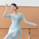 古典舞服飘逸斜角一字领纱衣女中国舞身韵练功服形体训练上衣女