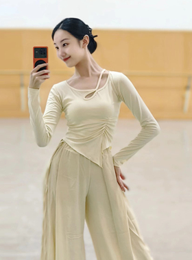 现代舞V领上衣古典舞练功服中国舞服装女款新款显瘦时尚舞蹈衣服