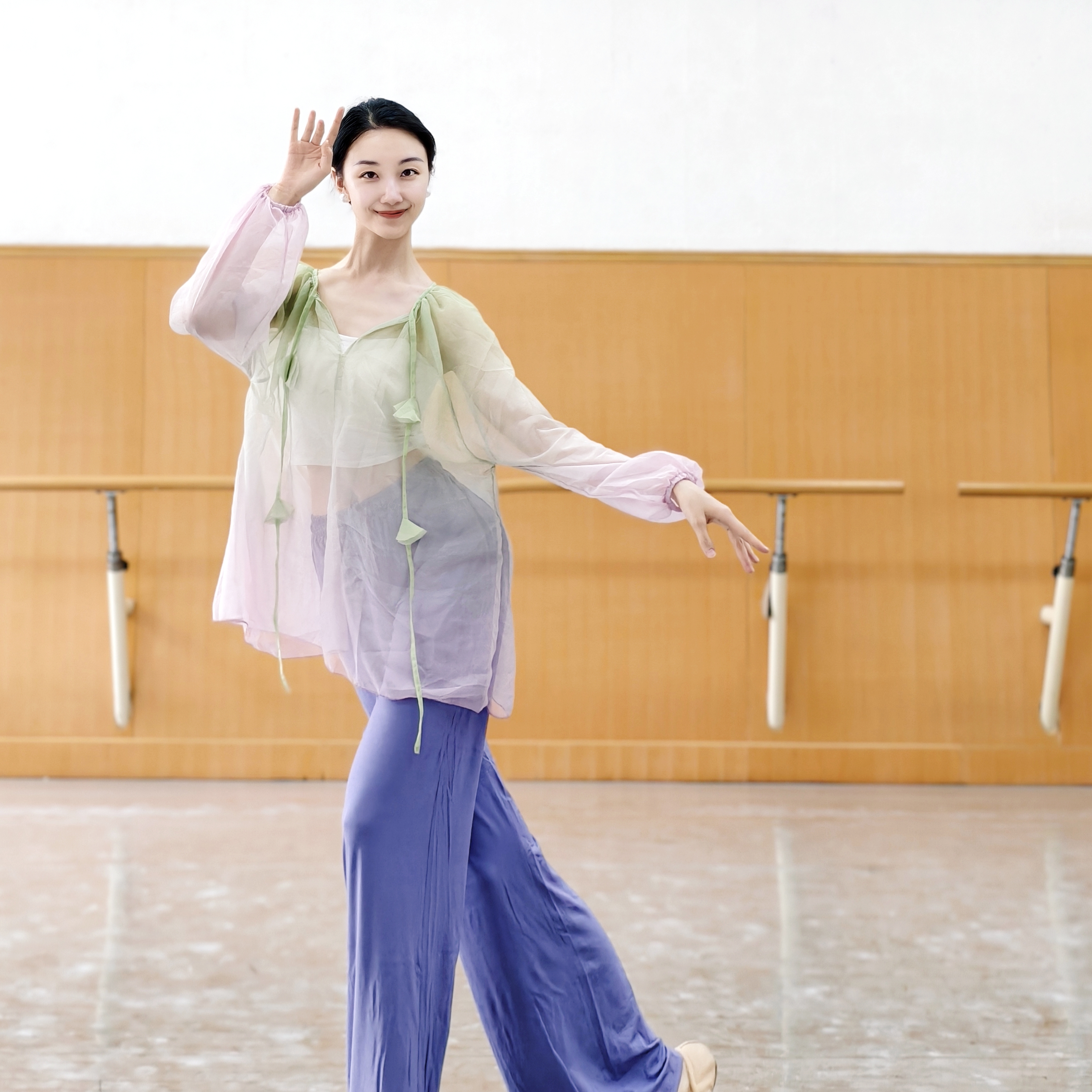 古典舞蹈服飘逸渐变身韵纱衣中国舞练功服宽松训练上衣国风汉唐舞