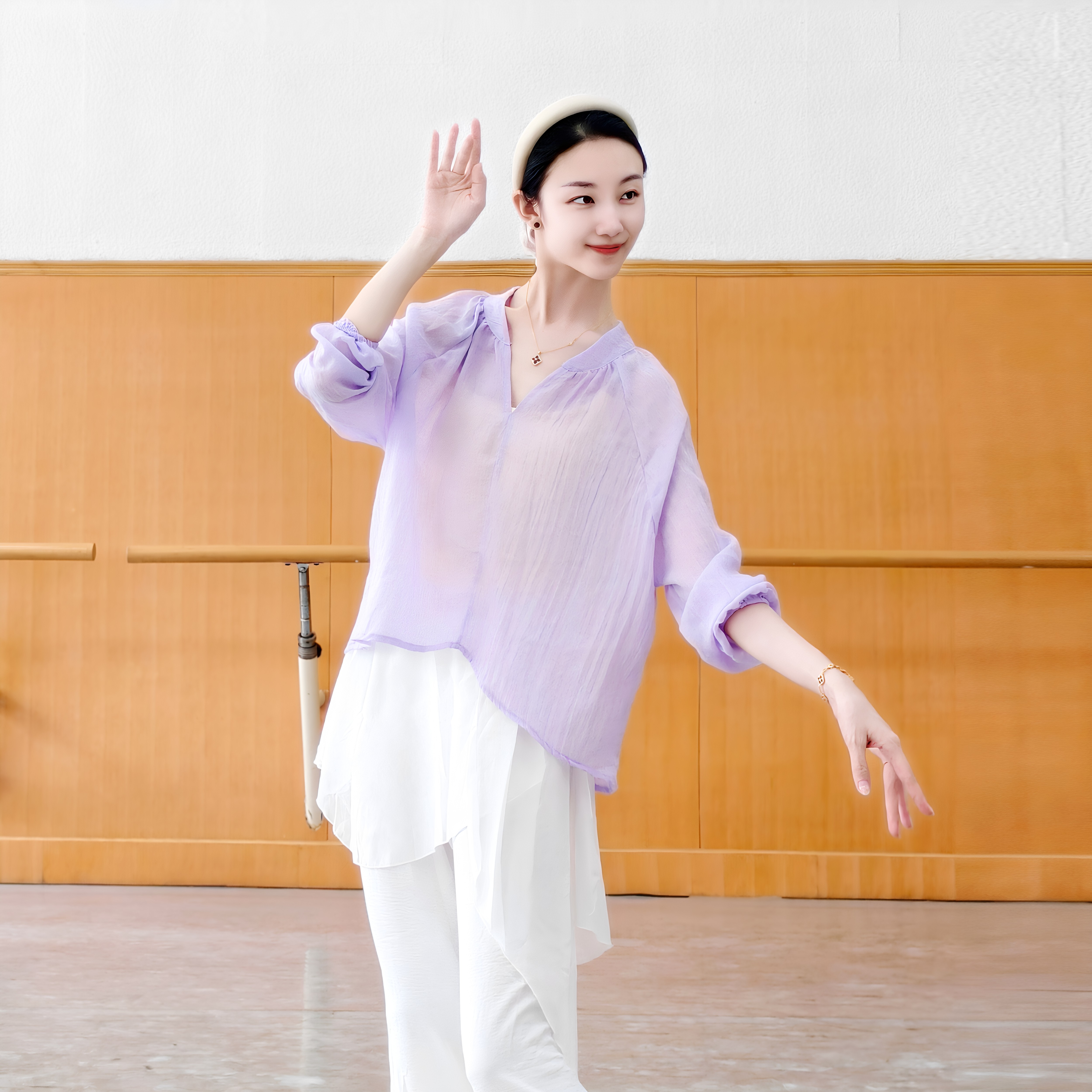 古典舞飘逸纱衣身韵宽松系带舞蹈服中国舞现代舞练功服日常可穿图片
