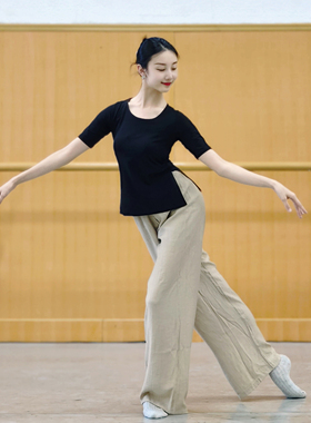 现代舞短袖练功服莫代尔宽松舞蹈服成人瑜伽演出服中国古典舞上衣