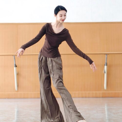 现代舞蹈服女2025新款秋季形体练功服成人长袖宽松露背古典舞上衣