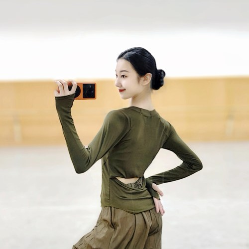 现代舞蹈服古典中国舞练功服女秋季长袖上衣形体训练服瑜伽拉丁舞
