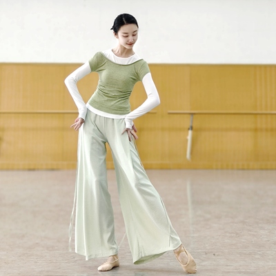 现代舞练功服舞蹈裤宽松飘逸直筒阔腿裤长裤中国古典舞练功裤演出