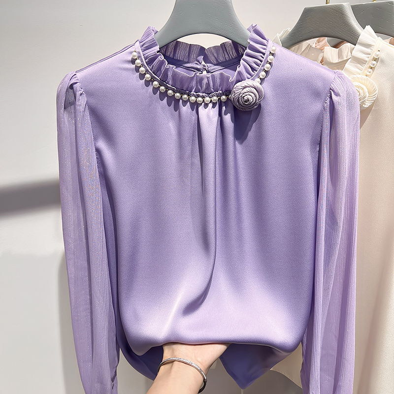 钉珠其他韩版新款立领雪纺衫