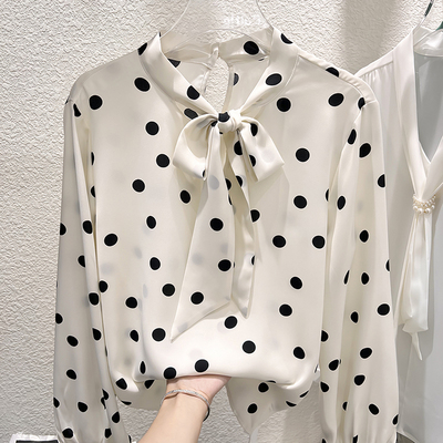 圆点其他韩版新款系带雪纺衫