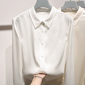 女春薄款 2024新款 雪纺衬衫 气质简约翻领单排扣纯色长袖 上衣 法式