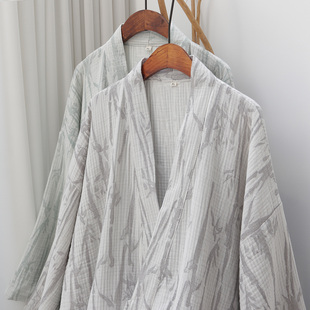 秋款三层棉纱国风汉服长袍家居服新中式睡衣禅服古风民宿纯棉睡袍