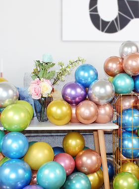 5寸圆形金属气球铬色小号气球生日派对商场布置装饰网红铬色气球