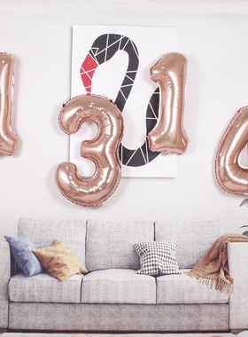 32寸白色生日数字气球户外儿童生日周岁派对布置拍照道具装饰气球