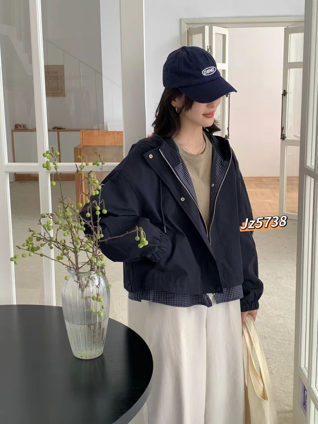 新款平替韩版宽松显瘦休闲百搭连帽防风时尚外套女短款夹克上衣潮