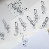 ins风银色音符造型回形针套装 文件别针办公用品曲别针回形扣