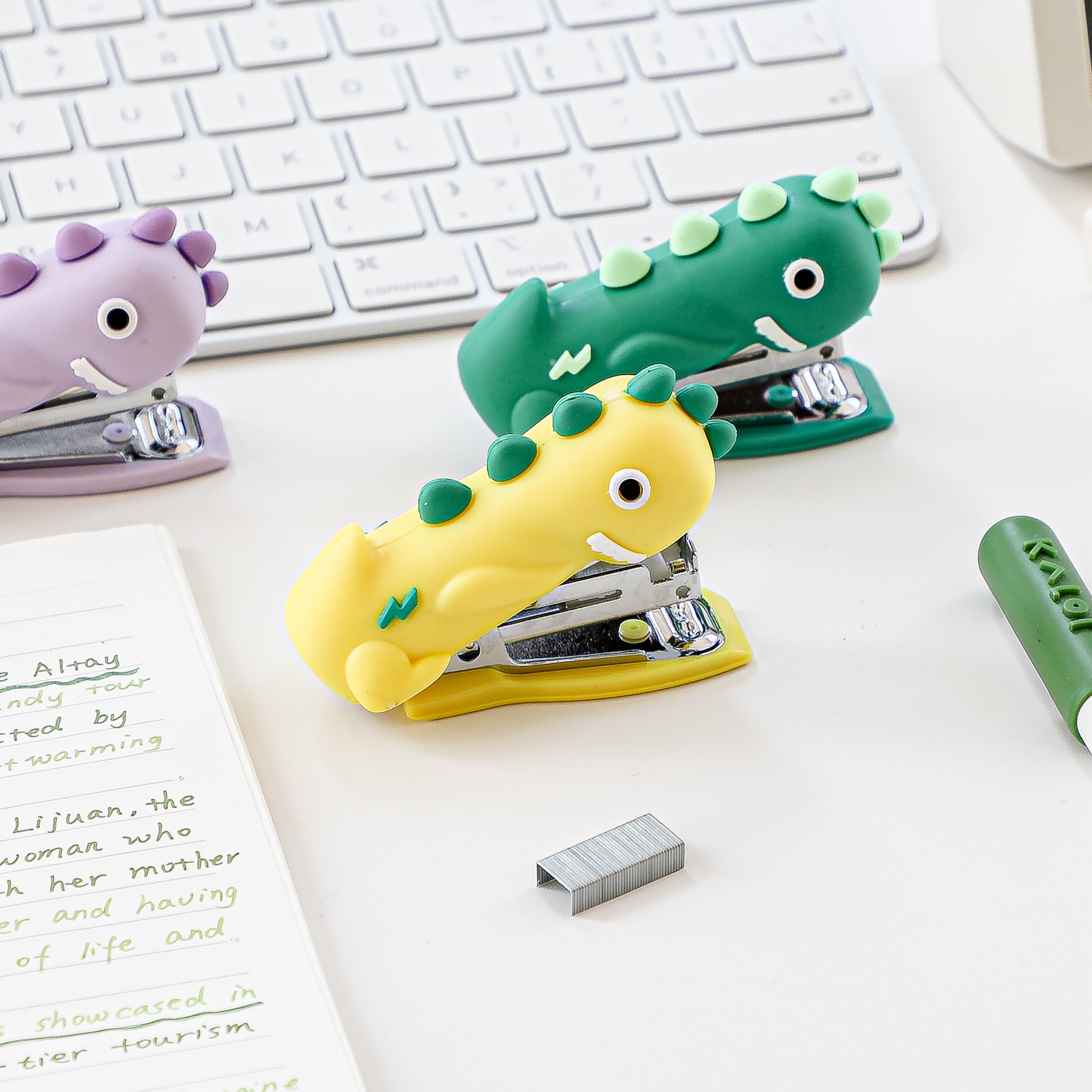 可爱立体卡通小恐龙订书器 ins风高颜值学生文具迷你小型订书机