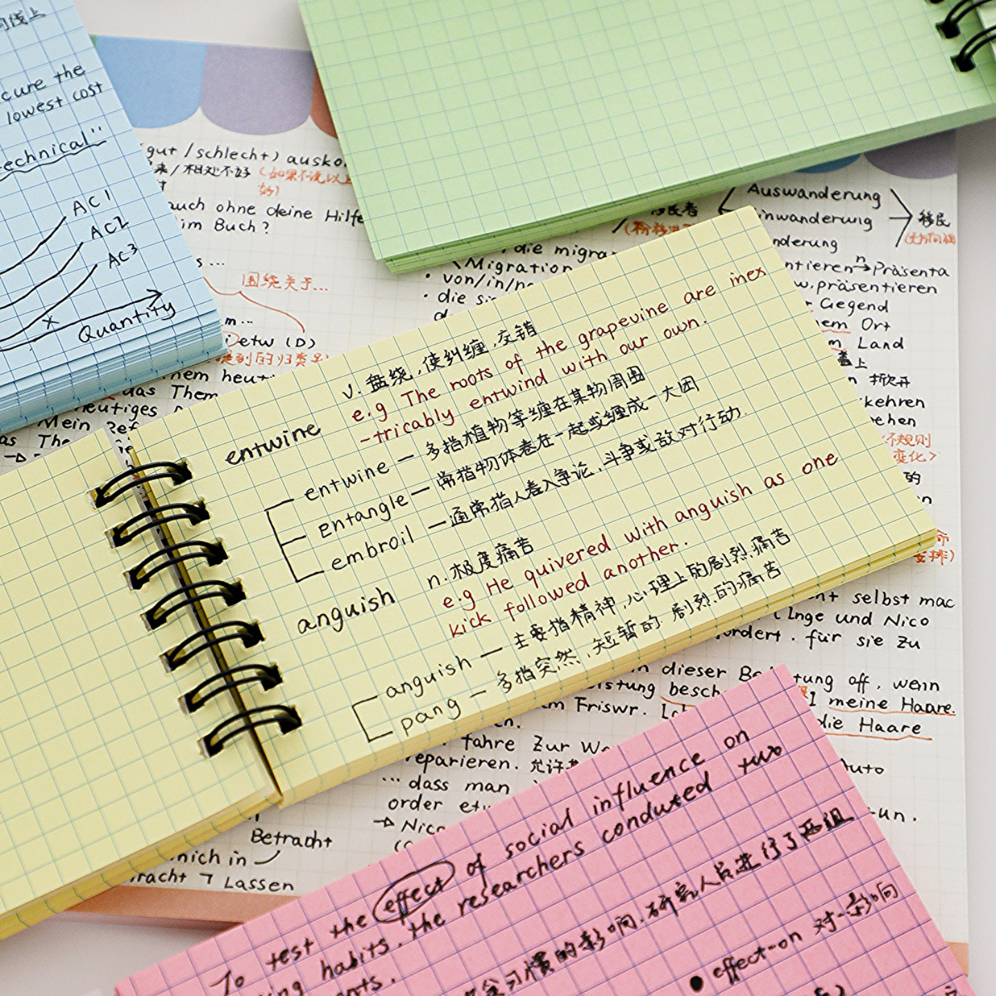 彩色方格线圈本便签本小本子