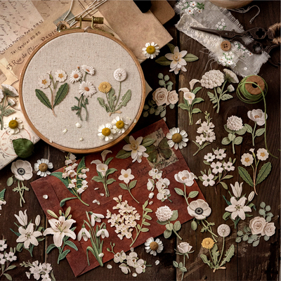 植物织物书白牛皮纸硬卡贴纸包