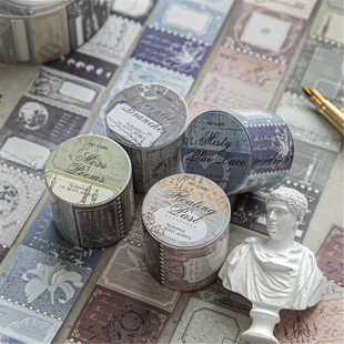 微光浅叙白牛皮纸模切手帐胶带复古可书手账贴纸素材写标签贴贴画