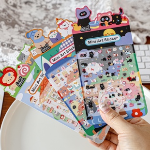 Nekoni迷你小鼻嘎贴纸浮雕手帐贴画指甲贴狗狗猫咪手账装 饰贴素材
