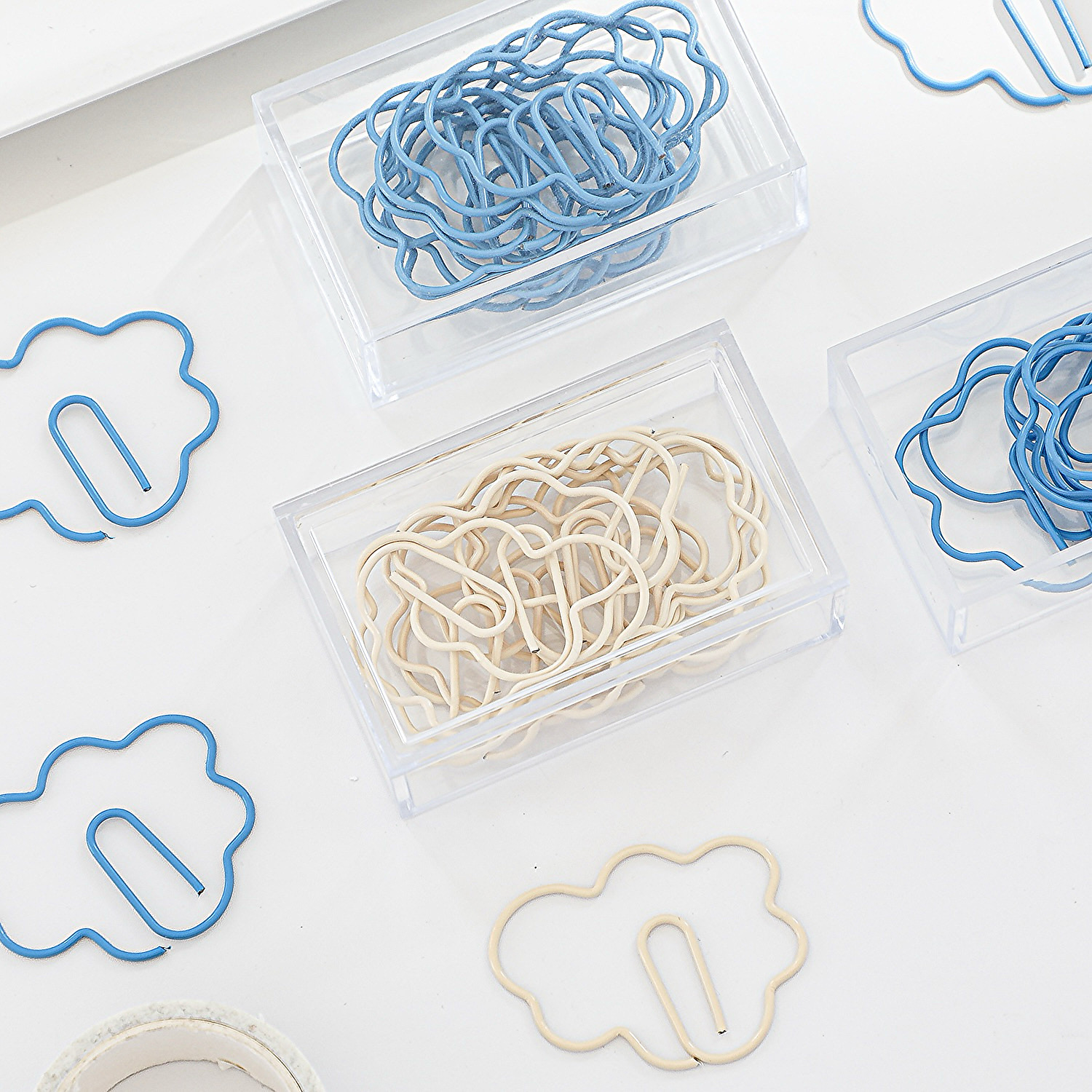 高颜值云朵造型回形针 办公学习用文件收纳别针盒装套装回形针