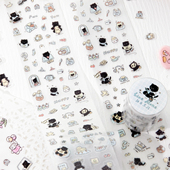 Ki小猫生活日记pet闪砂咕卡胶带 ins卡通手帐diy造景贴画手账贴纸