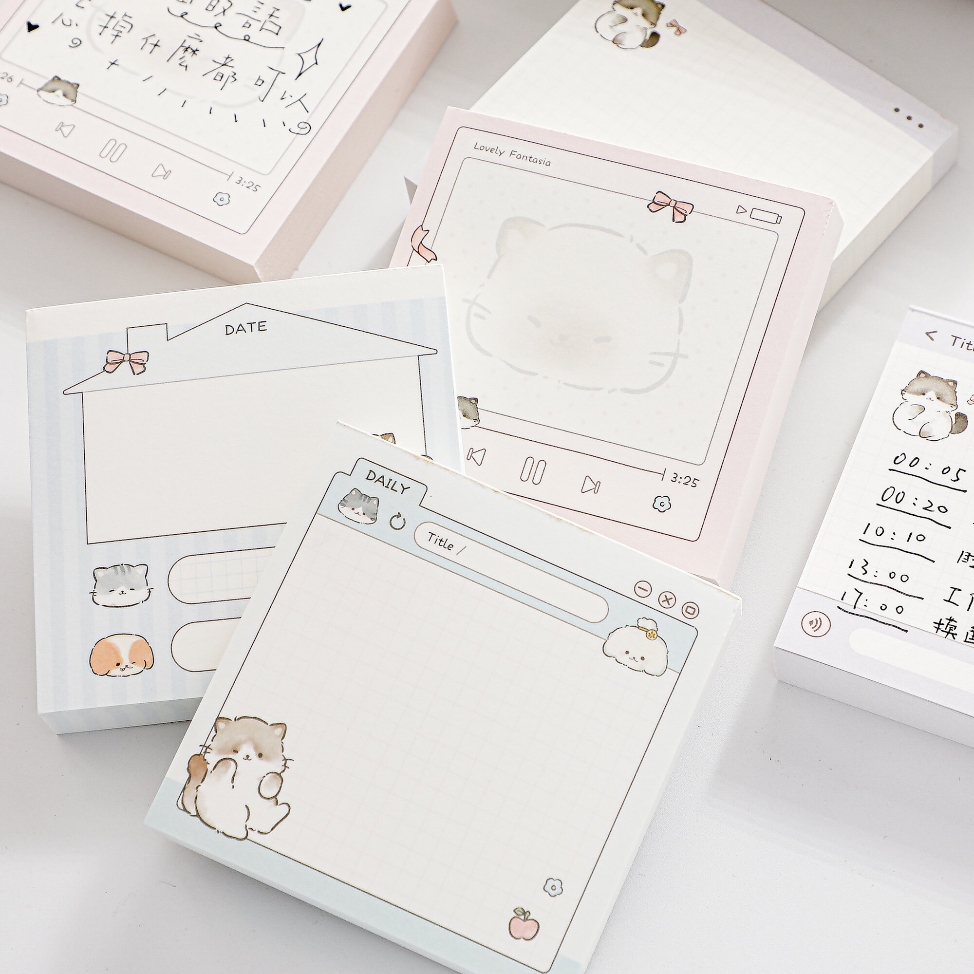 快乐萌宠4本套装无粘性便签本 高颜值可爱便签纸学生可撕便条纸