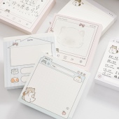 快乐萌宠4本套装 高颜值可爱便签纸学生可撕便条纸 无粘性便签本