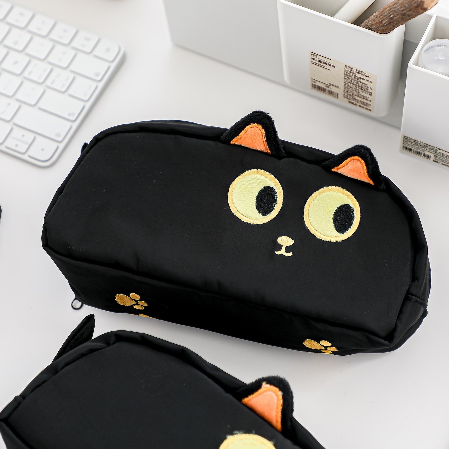 可爱卡通黑猫笔袋ins风高颜值大容量文具盒刺绣立体铅笔袋文具袋,文具电教/文化用品/商务用品,笔袋,淘宝优惠券,粉丝福利购,淘宝优惠卷