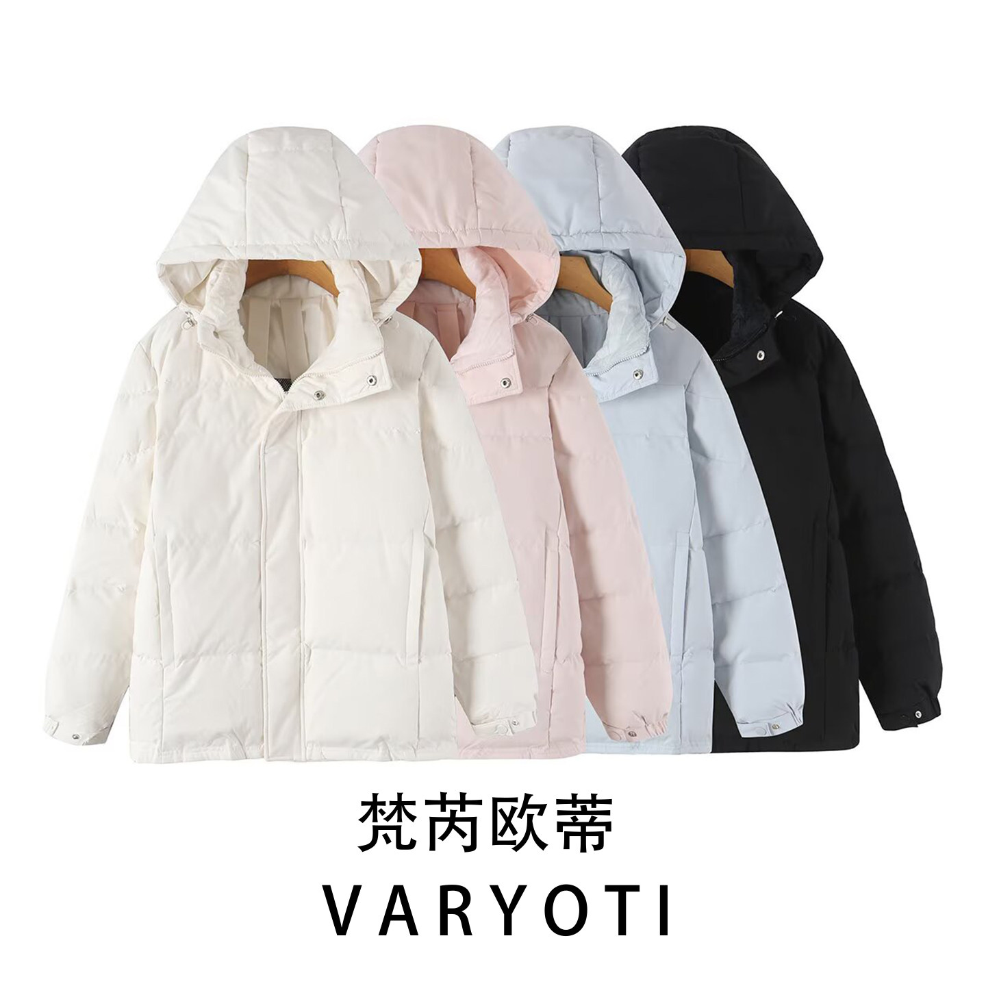 欧美风连帽中长加厚保暖面包服女