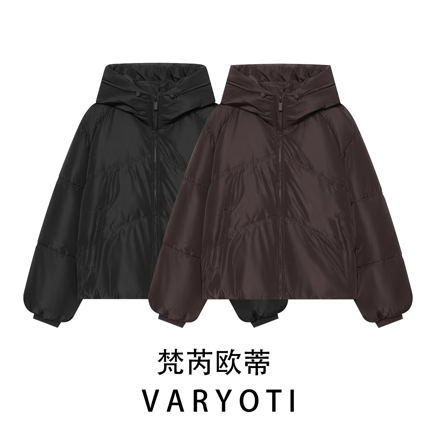新款欧美风秋冬连帽棉服女外套