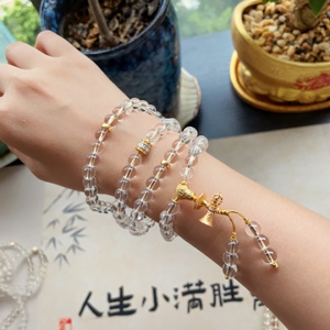 天然白水晶手链女款多圈925银配饰时尚百搭送女友闺蜜生日礼物