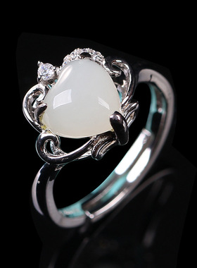 925银戒指银饰品纯银首饰和田玉戒指配饰HTC071