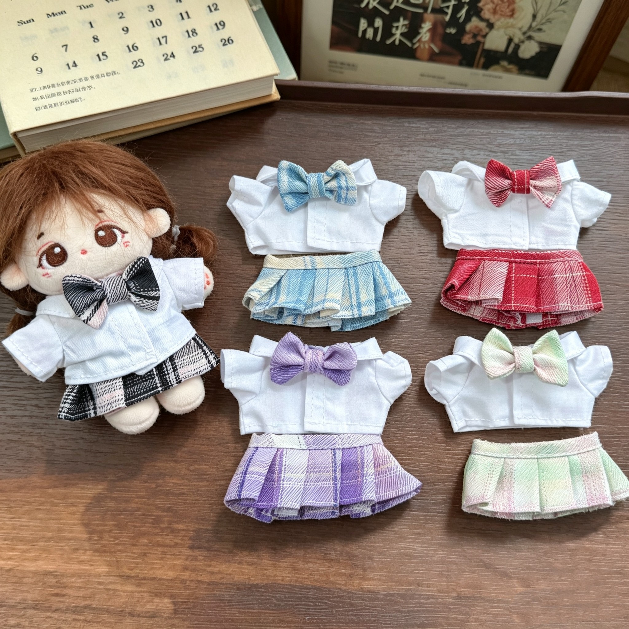 10厘米棉花娃娃jk制服百褶裙套装 HelloKitty娃衣换装 学院风