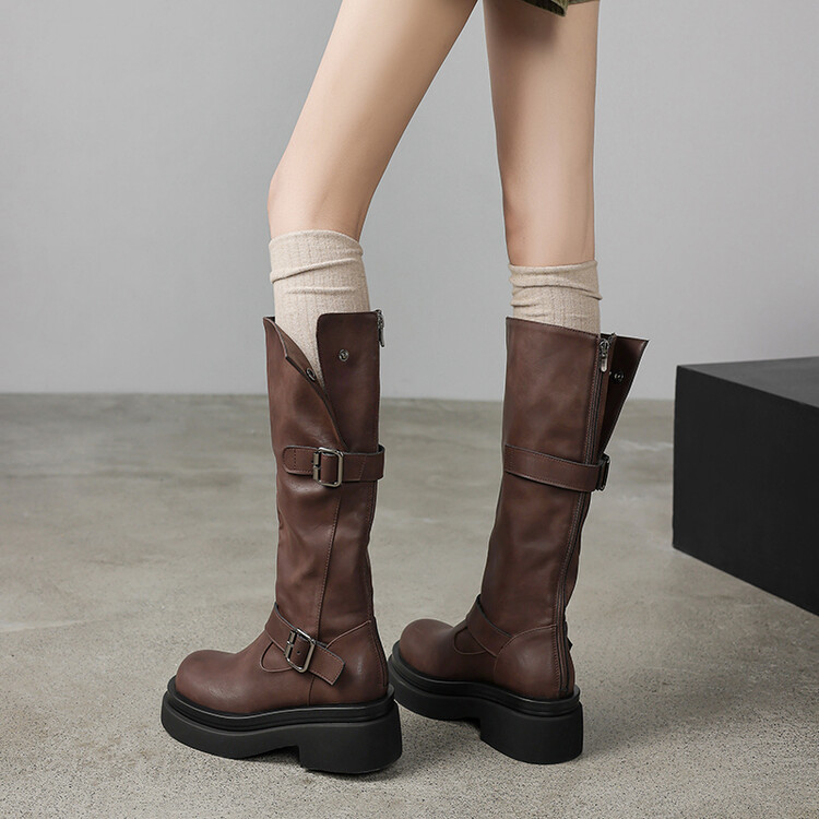 小众Amázing牛皮4CM骑士靴