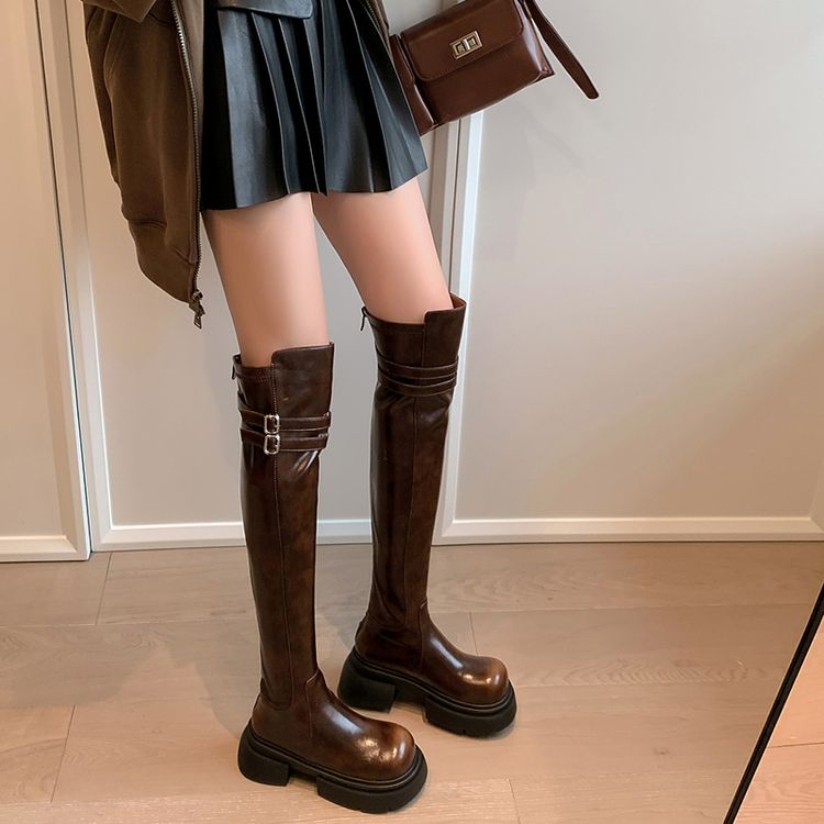 小众Amázing后拉链高跟长靴