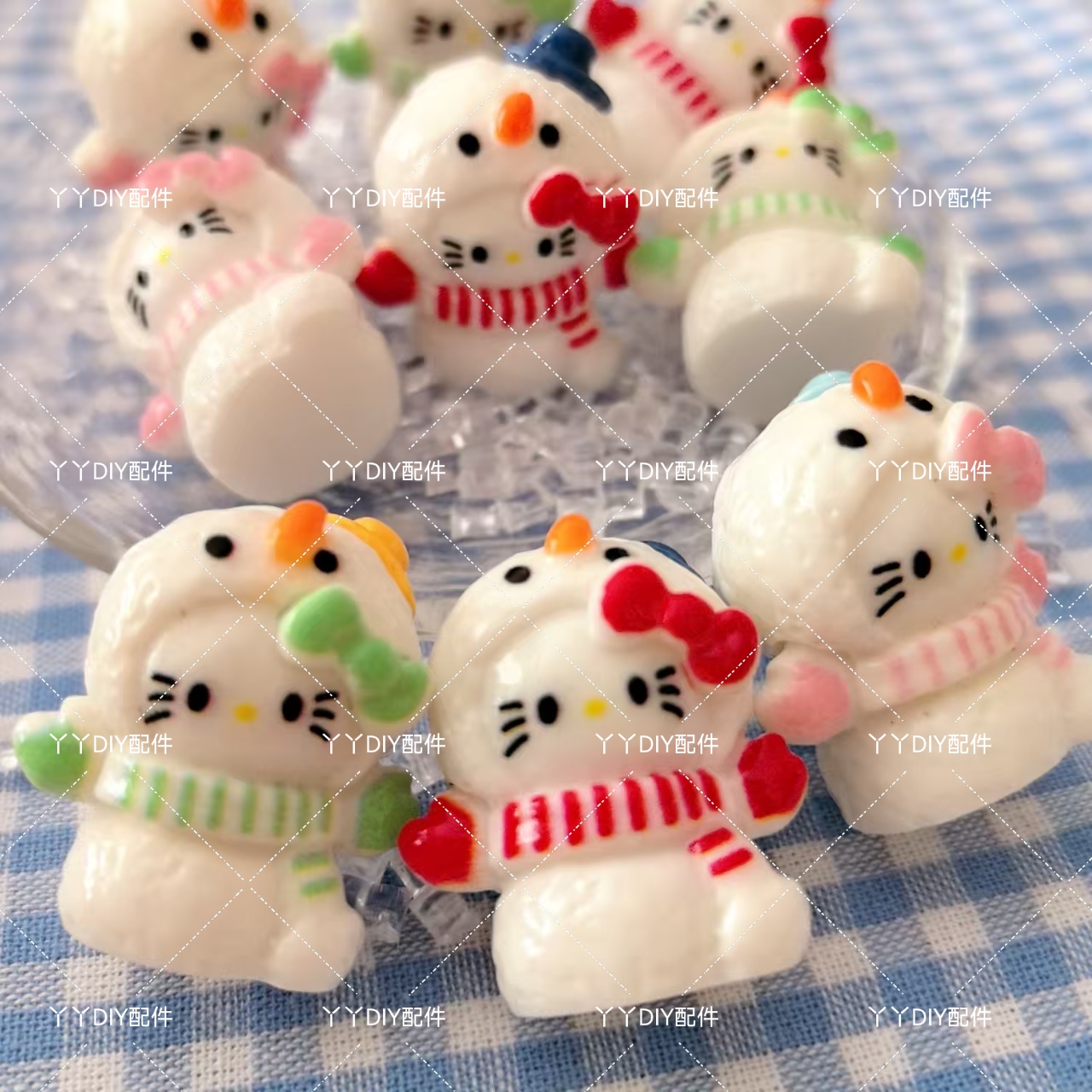 微缩定制食玩KT猫雪人DIY树脂配件过家家娃娃屋摆件场景