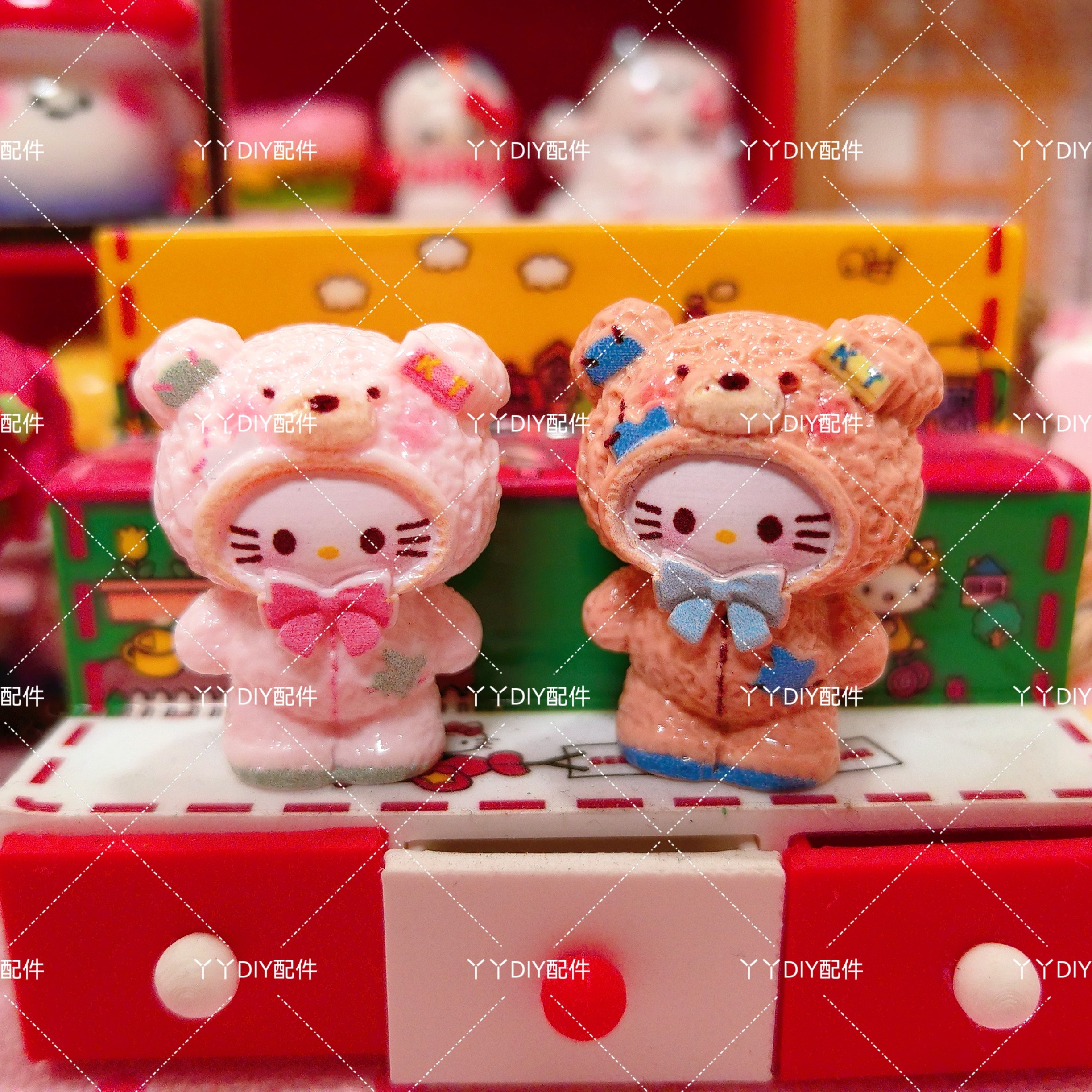 仿真定制食玩kitty冬装熊头DIY树脂配件过家家娃娃屋摆件场景