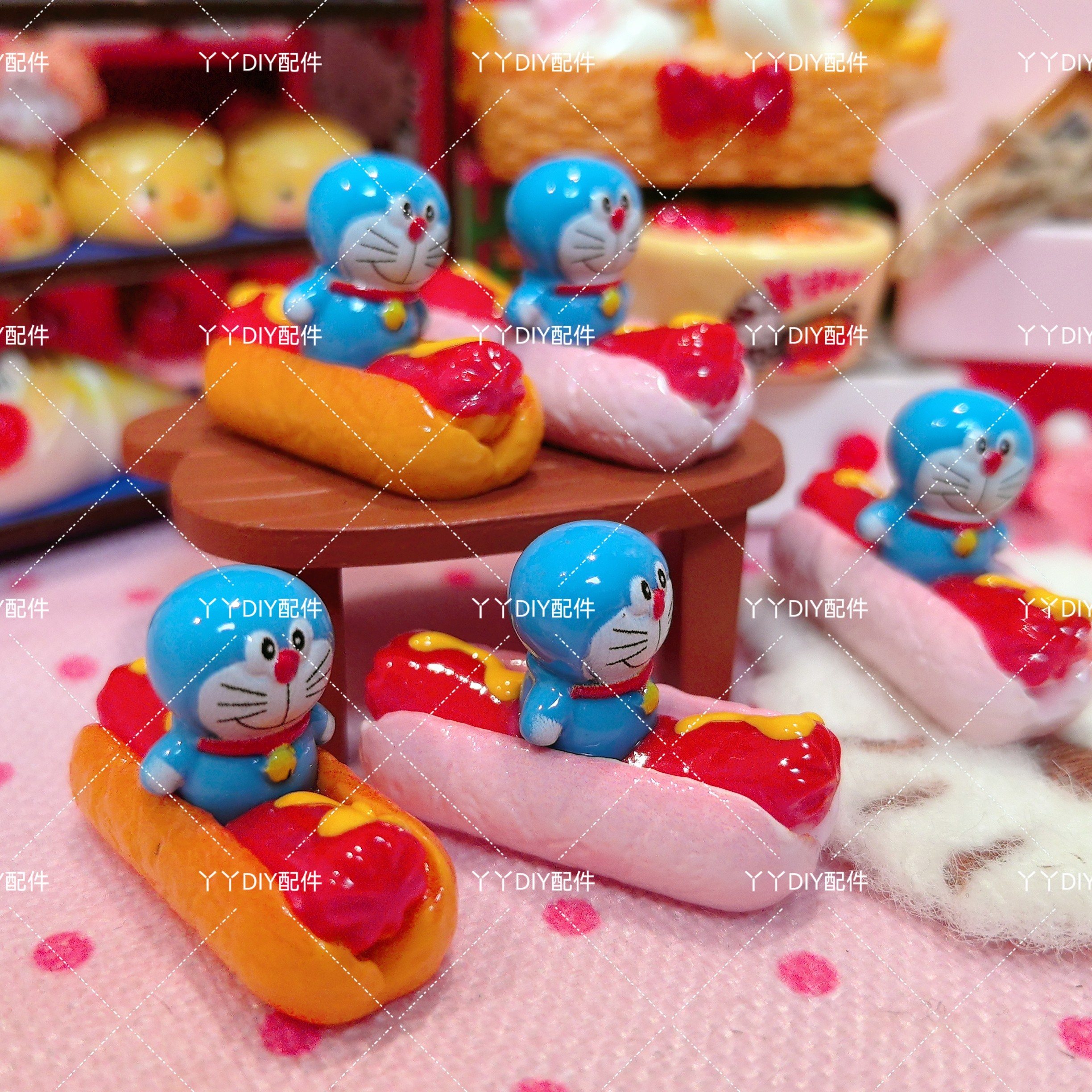 仿真定制食玩机器猫热狗面包DIY树脂配件过家家娃娃屋摆件场景