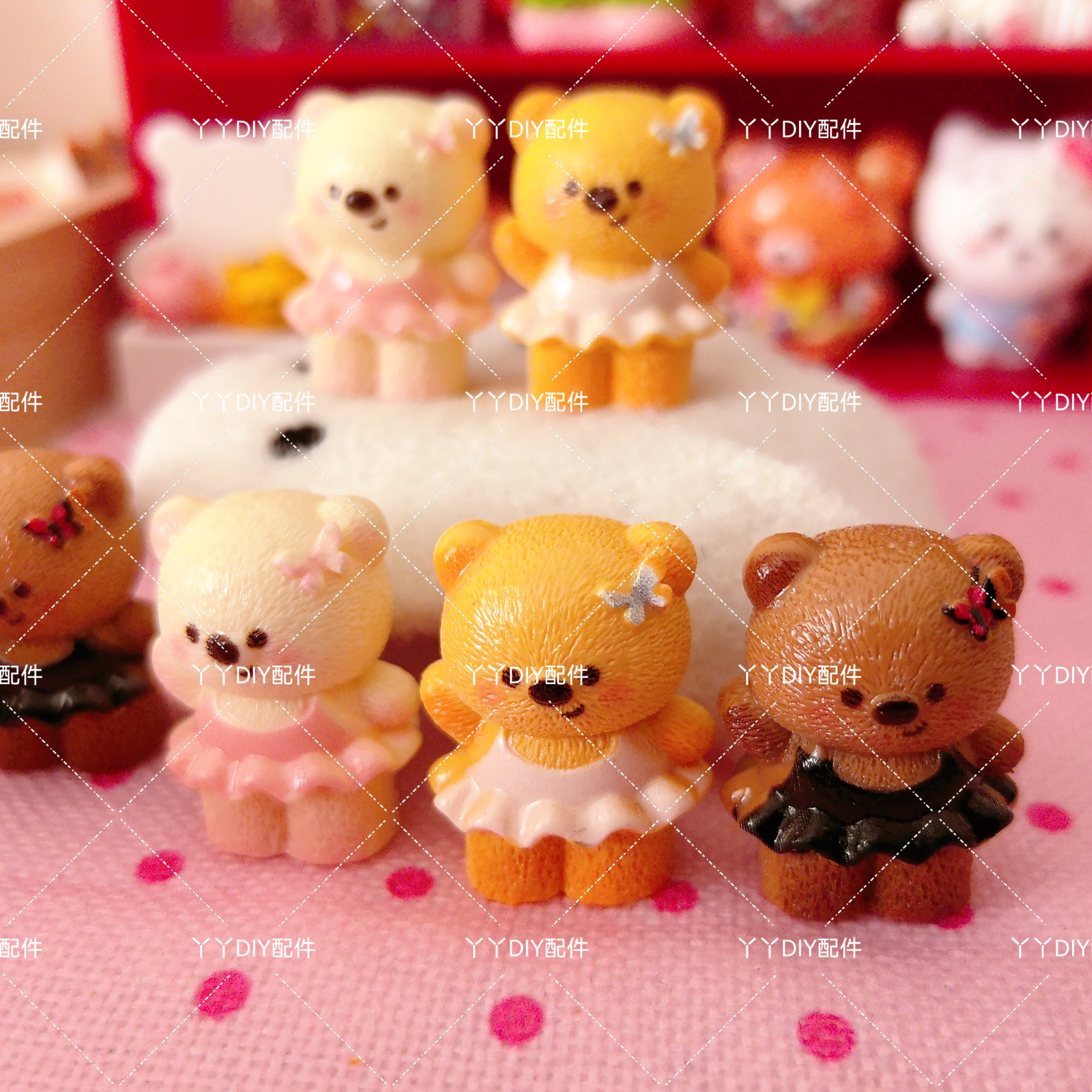 微缩定制食玩芭蕾小熊DIY树脂配件过家家娃娃屋摆件场景