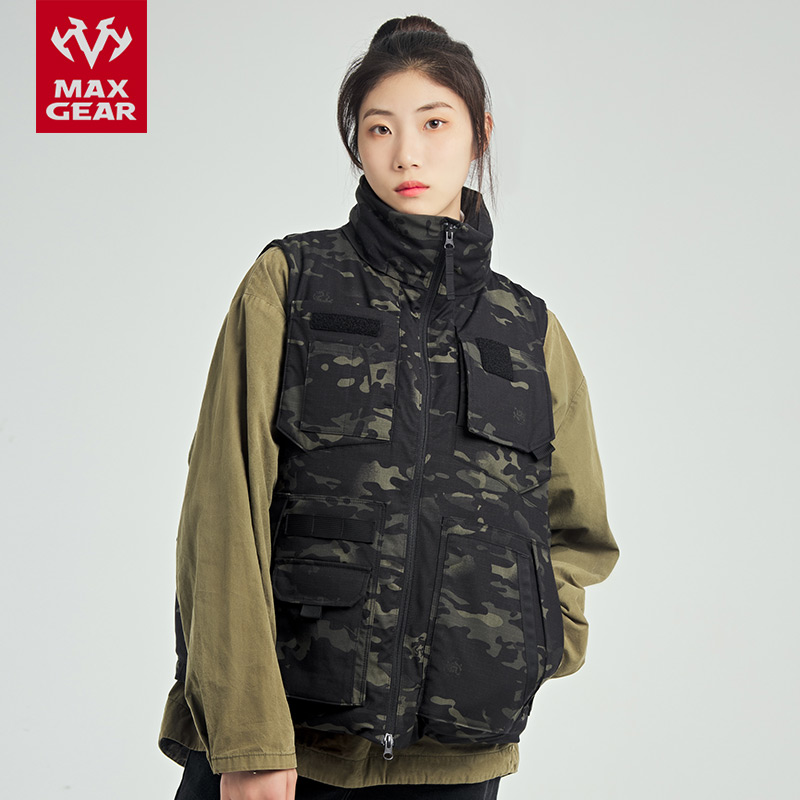 MAXGEAR 野御中性军风背心 厚棉保暖多袋立领个性时尚马甲