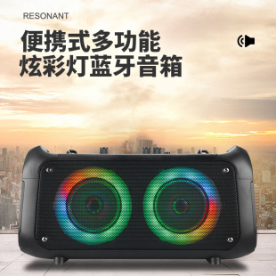 新款RX4207双喇叭便携式多功能蓝牙音箱户外移动K歌U盘插卡重低音