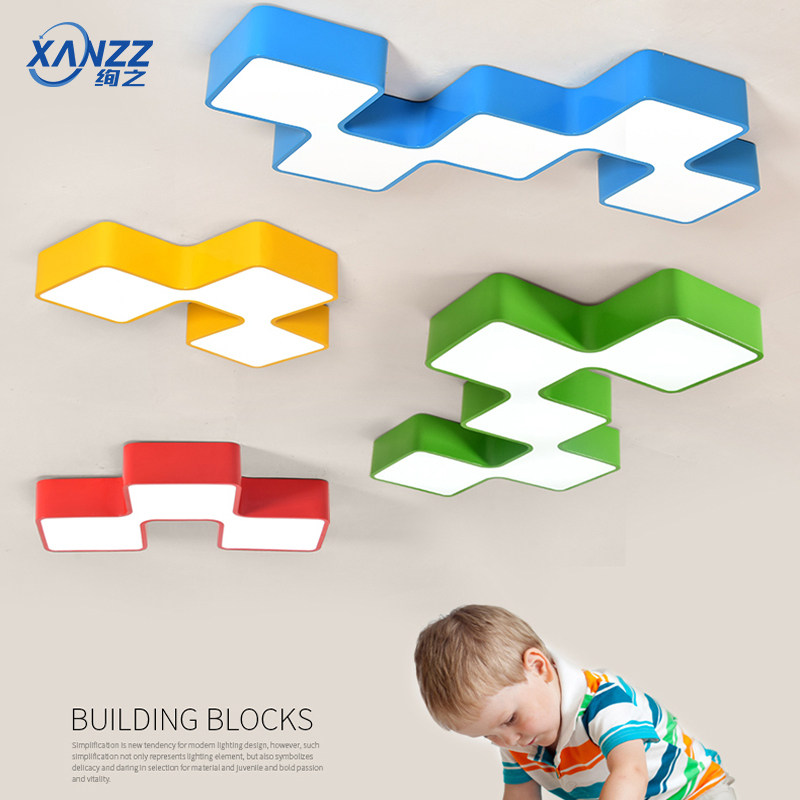 led儿童房间灯卧室灯创意几何方块造型灯幼儿园培训班教室吸顶灯,家装灯饰光源,儿童房吸顶灯,淘宝优惠券,粉丝福利购,淘宝优惠卷