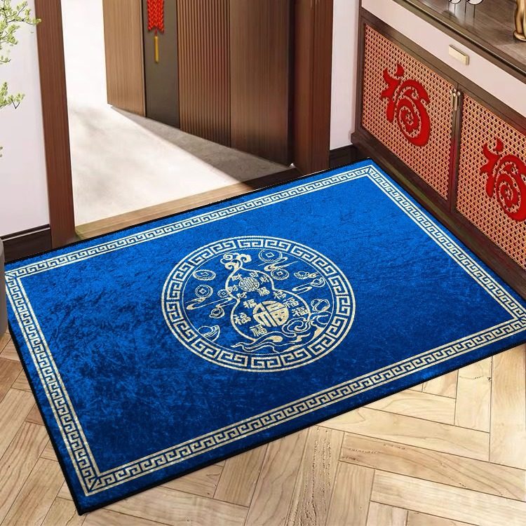 蓝色入户地垫玄学福字室内进门口地毯新中式葫芦开运招财纳福喜庆,居家布艺,入户地垫,淘宝优惠券,粉丝福利购,淘宝优惠卷