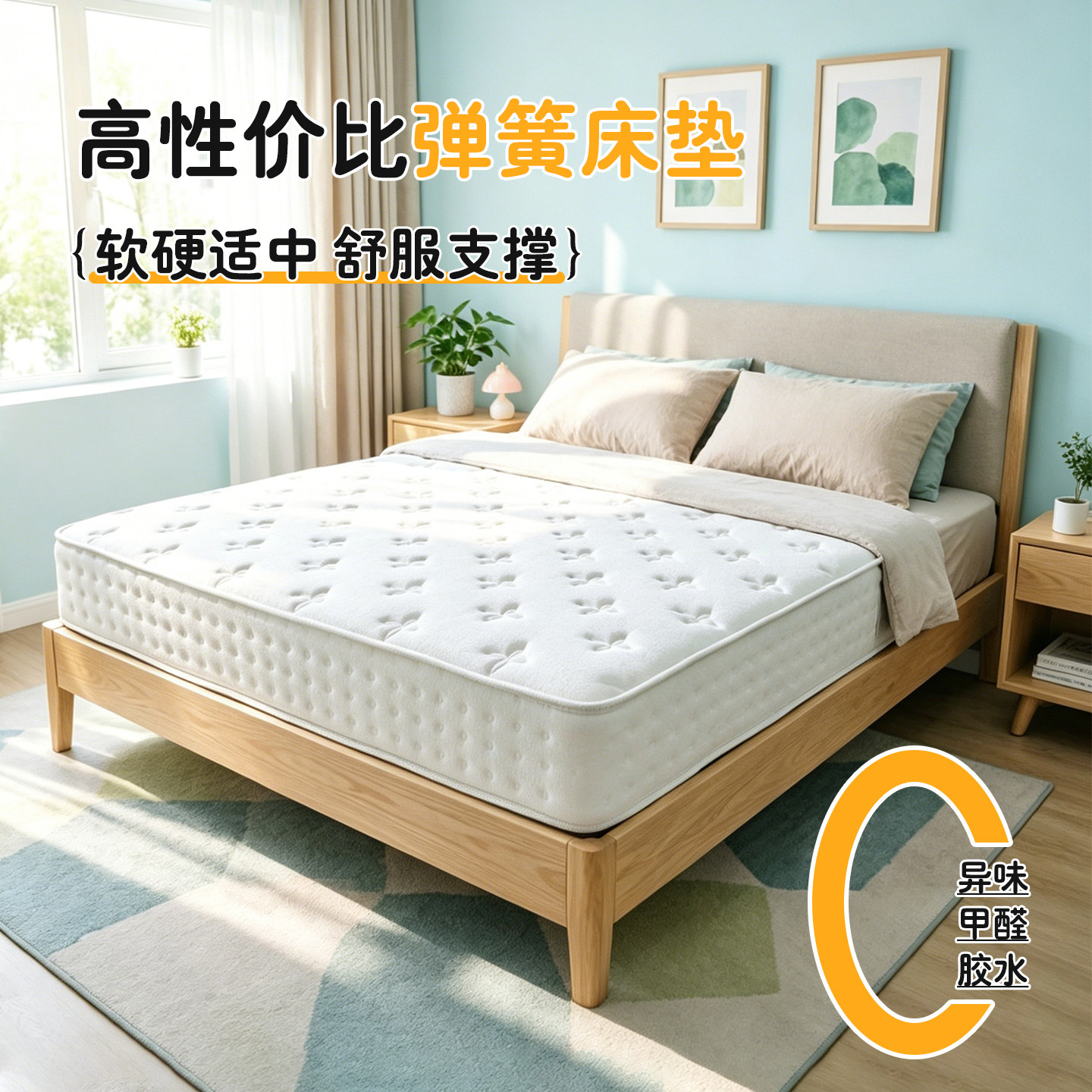 家用弹簧床垫0胶水0甲醛20cm厚180x200高质量双硬垫子卧室经济型图片