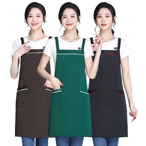 印花背带围裙轻奢耐用奶茶店专用可定制logo