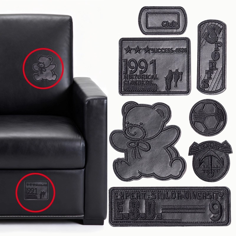 黑色皮革修补贴自粘刺绣布贴皮沙发补丁贴电动车座椅修复补皮