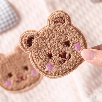 卡通毛绒刺绣布贴自粘贴纸装饰补衣服图案可缝可贴羽绒服的补丁贴