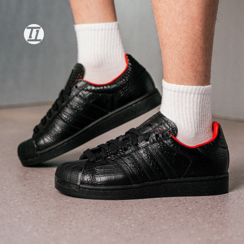 adidas三叶草鳄鱼纹贝壳头板鞋