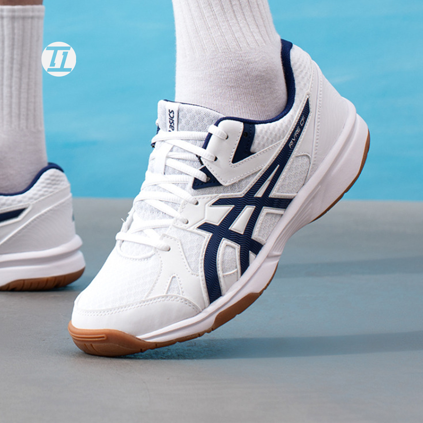 亚瑟士ASICS RIVRE CF白蓝新款日常训练运动羽毛球鞋1073A073-100